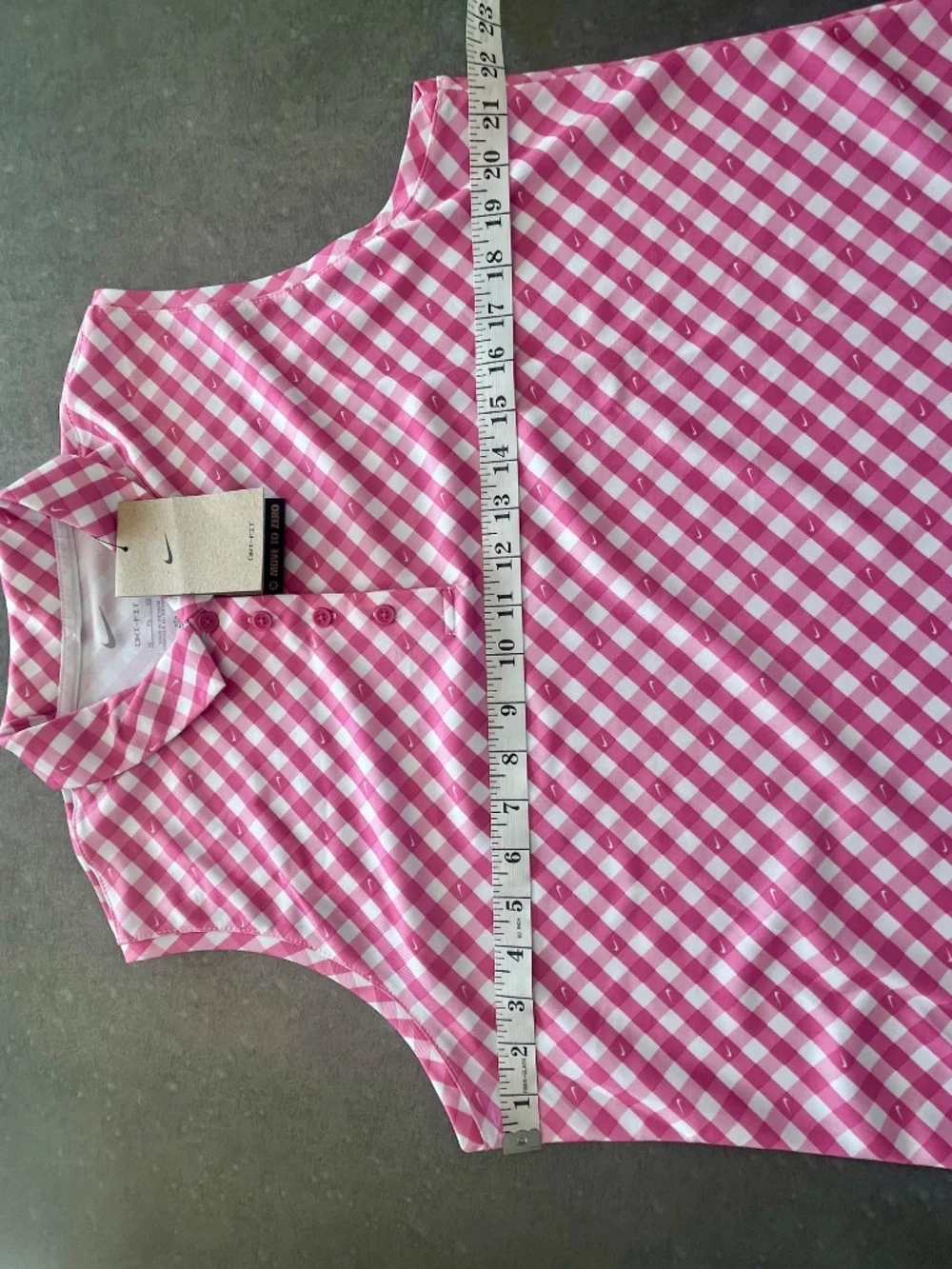 NWT Nike Women's Dri-FIT Victory Sleeveless Gingham Print Golf Polo Sz XL